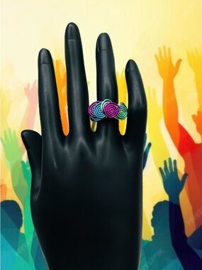 Handcrafted Multicolor Spiral Wire Ring - Women Jewelry